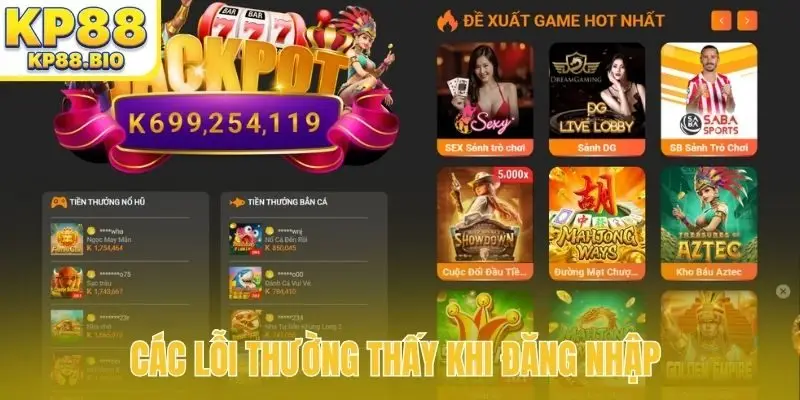 Các lỗi thường thấy khi đăng nhập